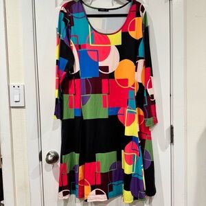 Lily by Firmiana Geometric Sleeveless Plus Size Dress - XL